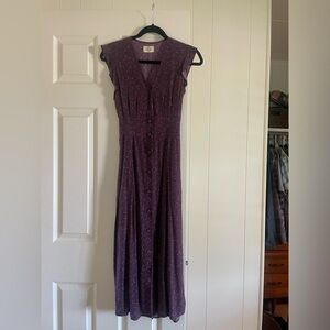 Marine Layer Camila Midi Ruffle Dress in Cabernet Ditsy Floral - Small